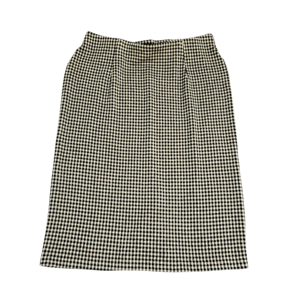 Nordstram Rack Checkered Above Knee Pencil Skirt Black and Beige Stretch M